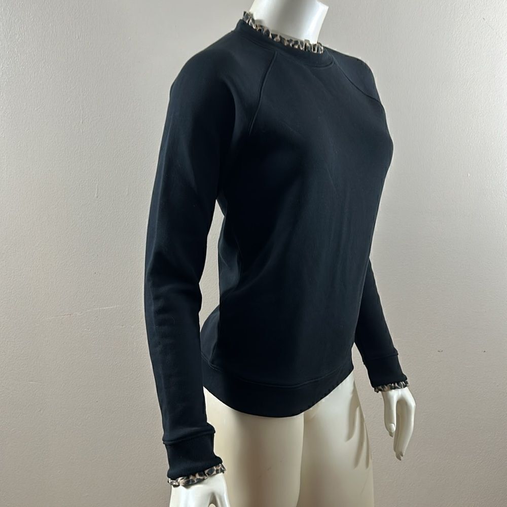 Women’s J CREW sweatshirt ruffle neck pullover size XS extra small animal print - Picture 5 of 10